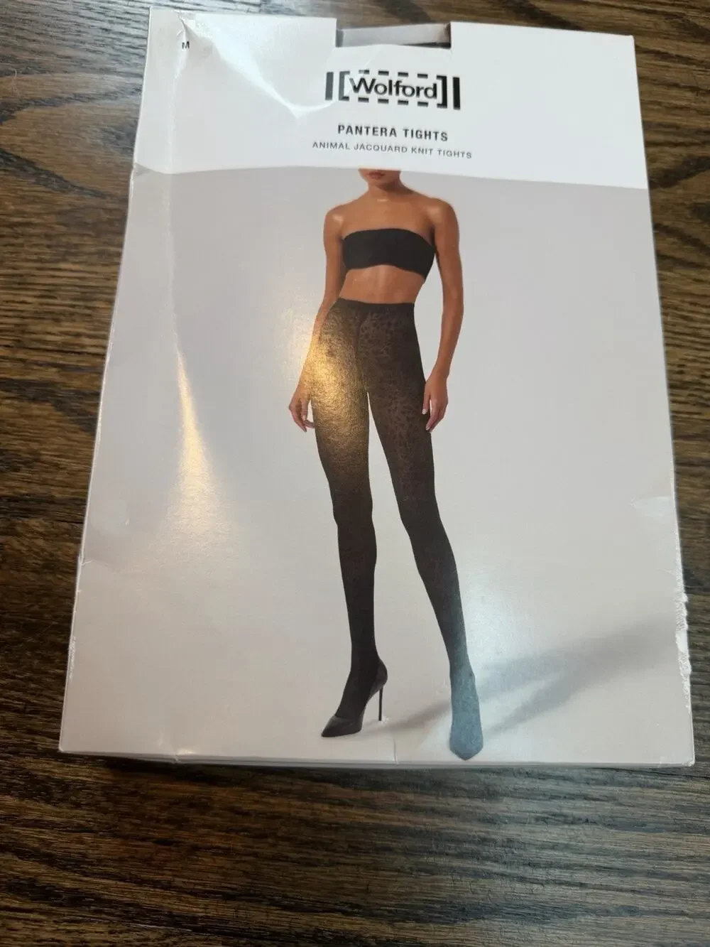 Wolford Pantera Tights Animal Jacqurd Knit Tights M Black $70 NIB